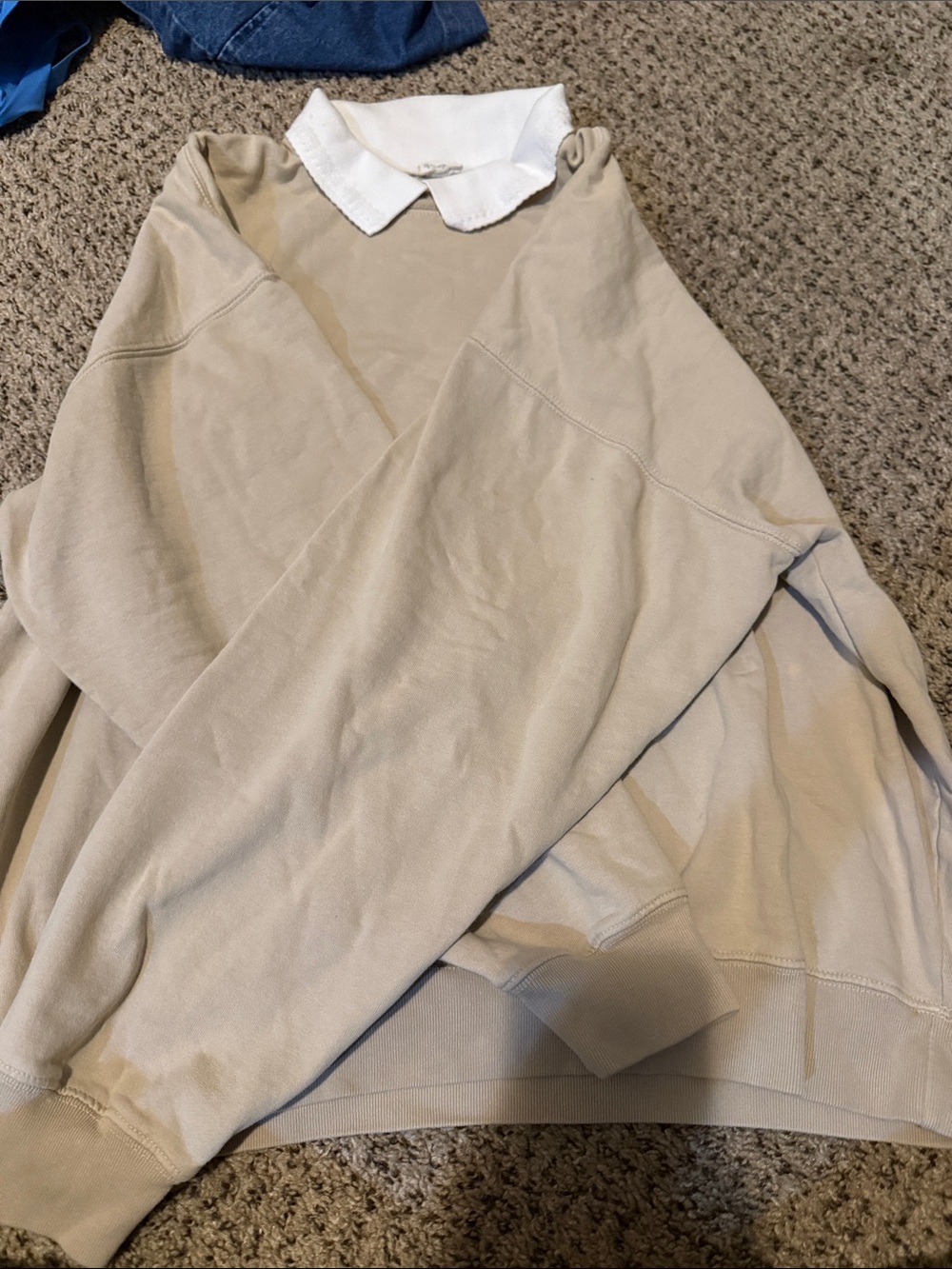 John Galt Beige Collared Oversized Sweatshirt One Size